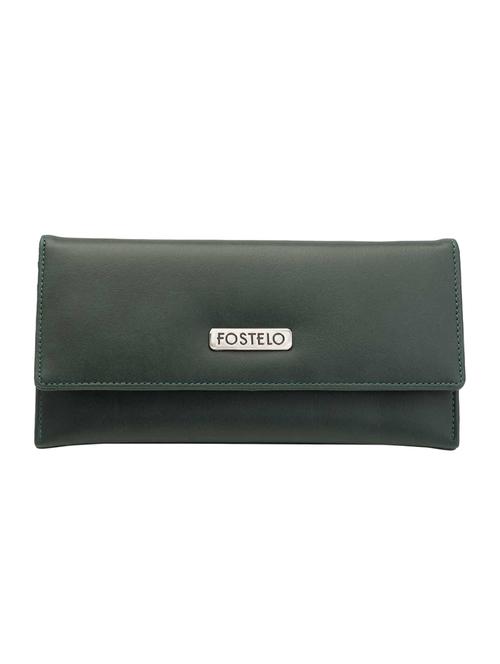 green leatherette (pu) fold over clutch - 16045177 - Standard Image - 1