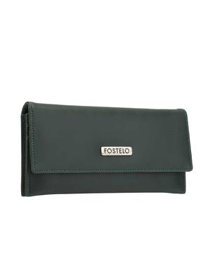 green leatherette (pu) fold over clutch - 16045177 - Standard Image - 4