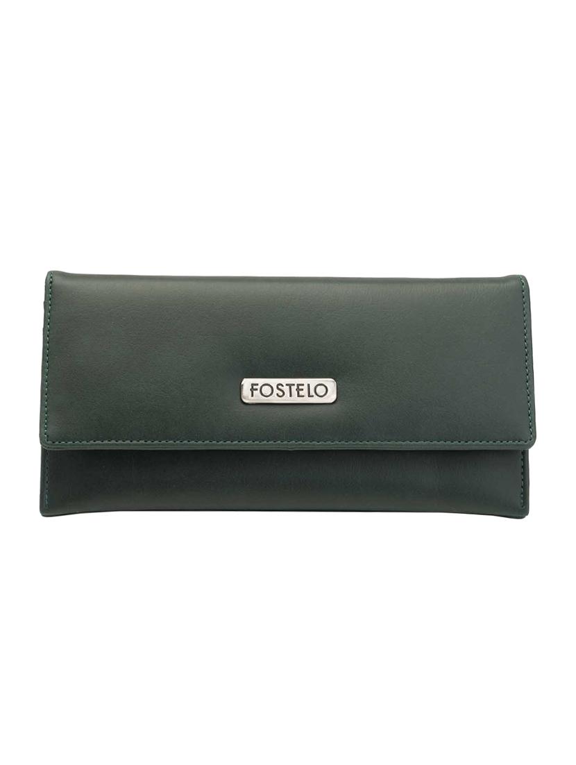green leatherette (pu) fold over clutch - 16045177 - Zoom Image - 1
