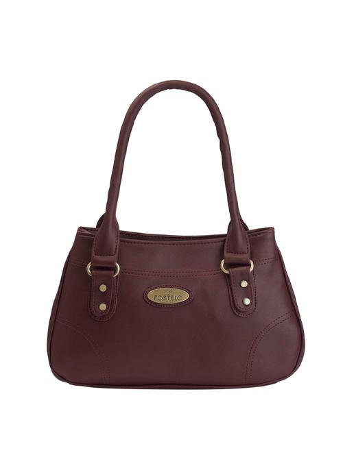 maroon leatherette (pu) regular handbag - 16045182 - Standard Image - 1
