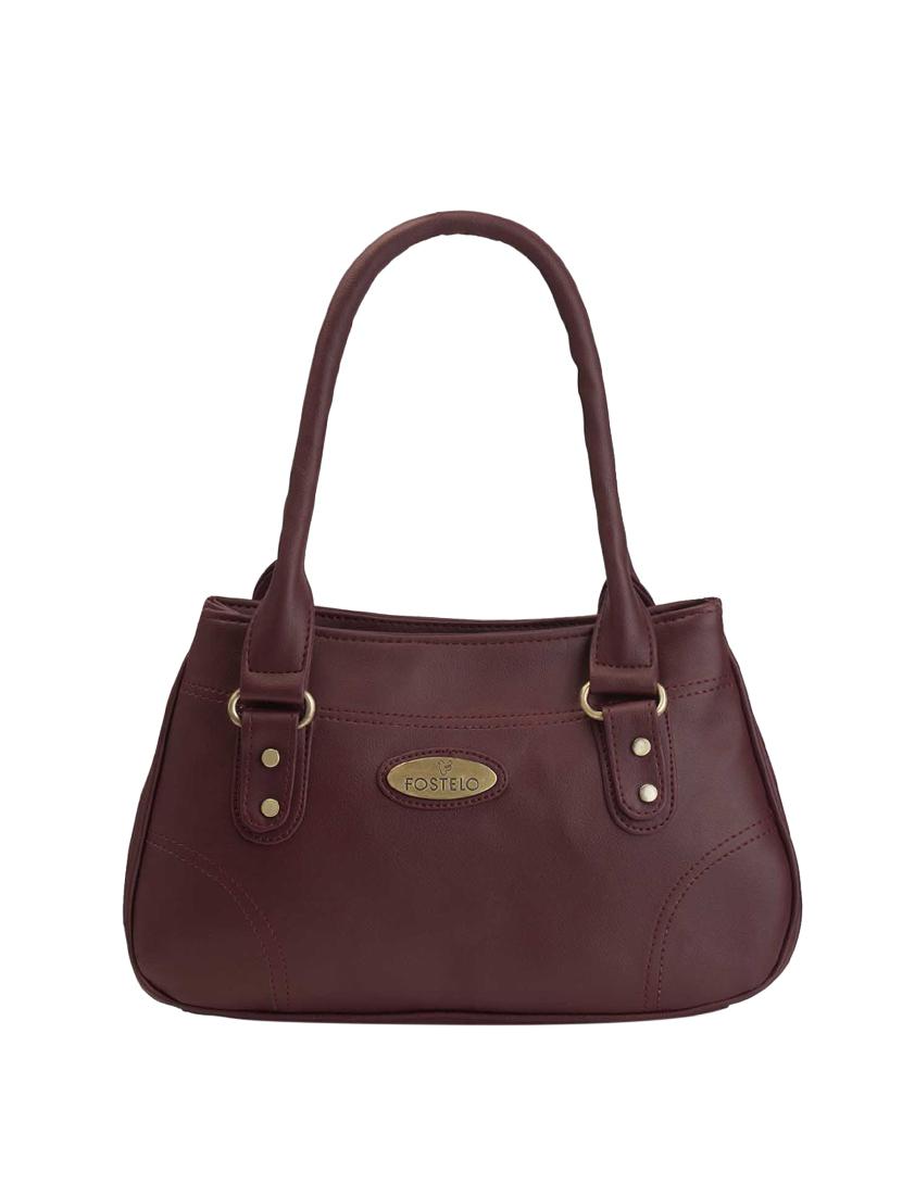 maroon leatherette (pu) regular handbag - 16045182 - Zoom Image - 1