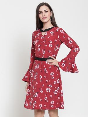 contrast tie knot floral a-line dress - 16045593 - Standard Image - 2