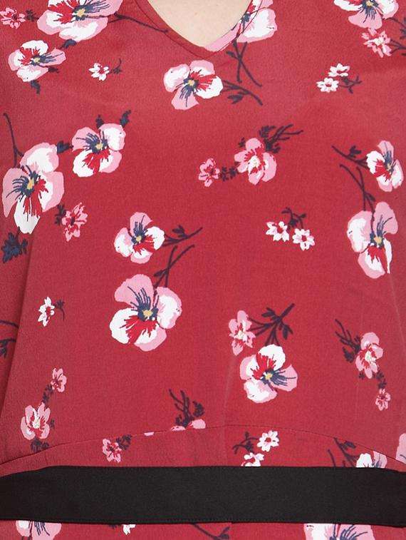 contrast tie knot floral a-line dress - 16045593 - Zoom Image - 5