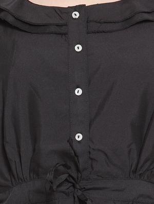 drawstring ruffle trim a-line dress - 16045602 - Standard Image - 5