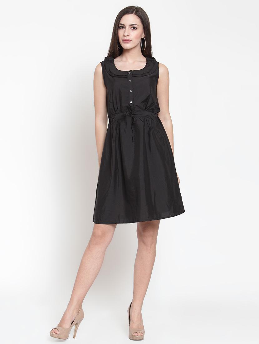 drawstring ruffle trim a-line dress - 16045602 - Zoom Image - 4