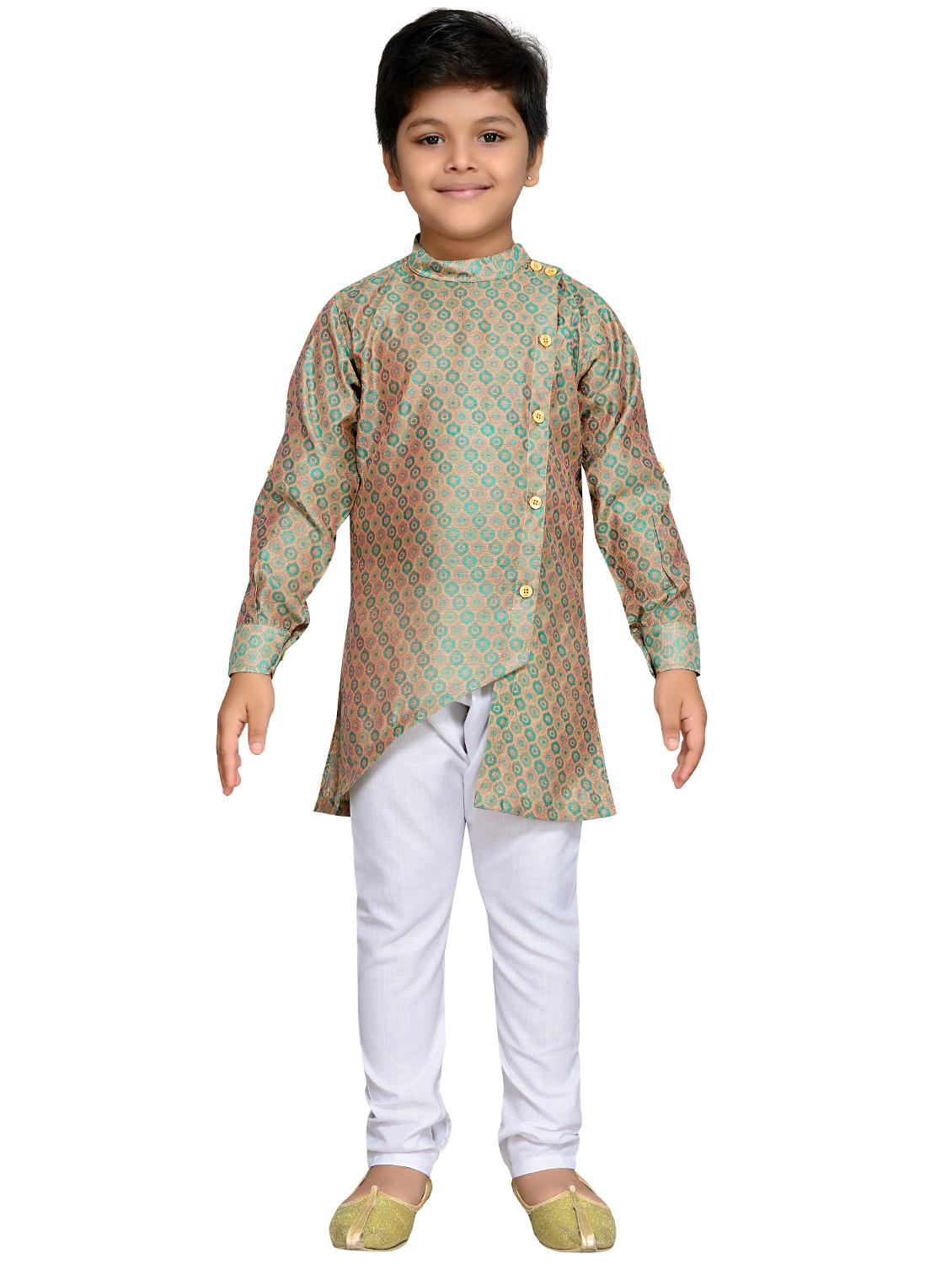 green cotton blend kurta set - 16045822 - Zoom Image - 1