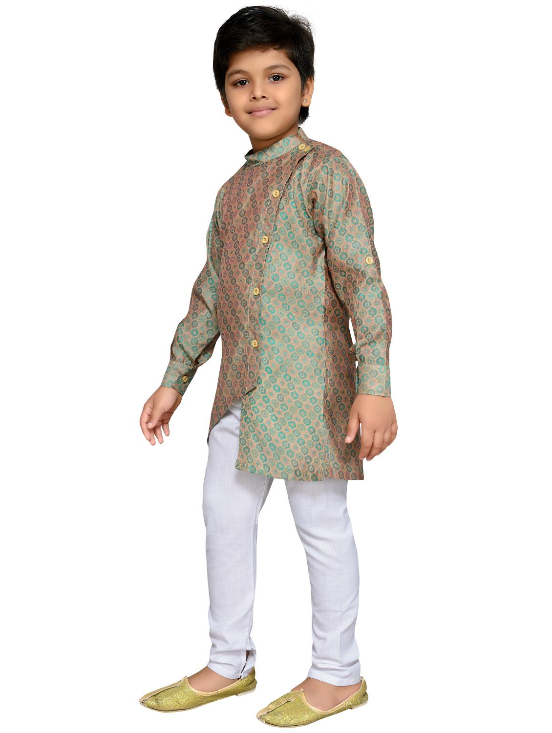 green cotton blend kurta set - 16045822 - Zoom Image - 2