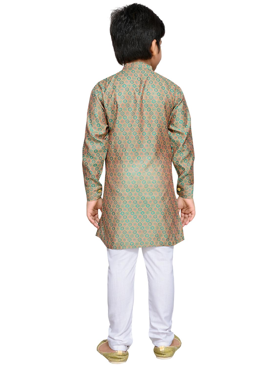 green cotton blend kurta set - 16045822 - Zoom Image - 3