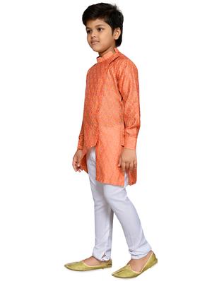 orange cotton blend kurta set - 16045823 - Standard Image - 2