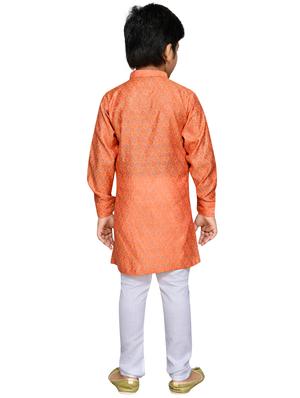 orange cotton blend kurta set - 16045823 - Standard Image - 3