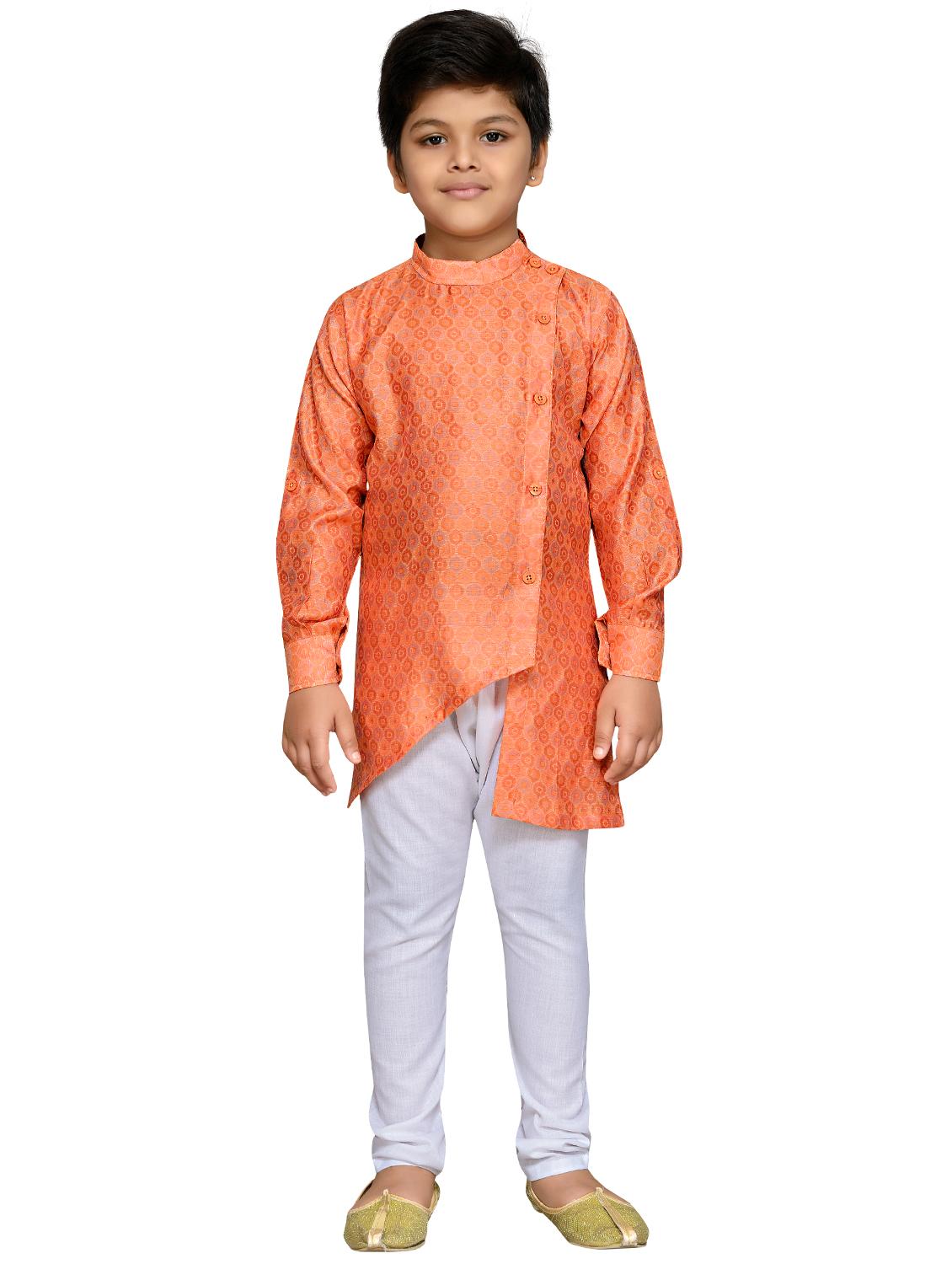 orange cotton blend kurta set - 16045823 - Zoom Image - 1