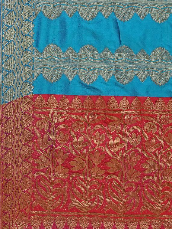 silk blend banarasi dupatta with fringes - 16046087 - Zoom Image - 2