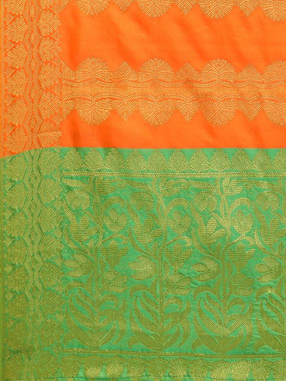 silk blend banarasi dupatta with fringes - 16046090 - Zoom Image - 2