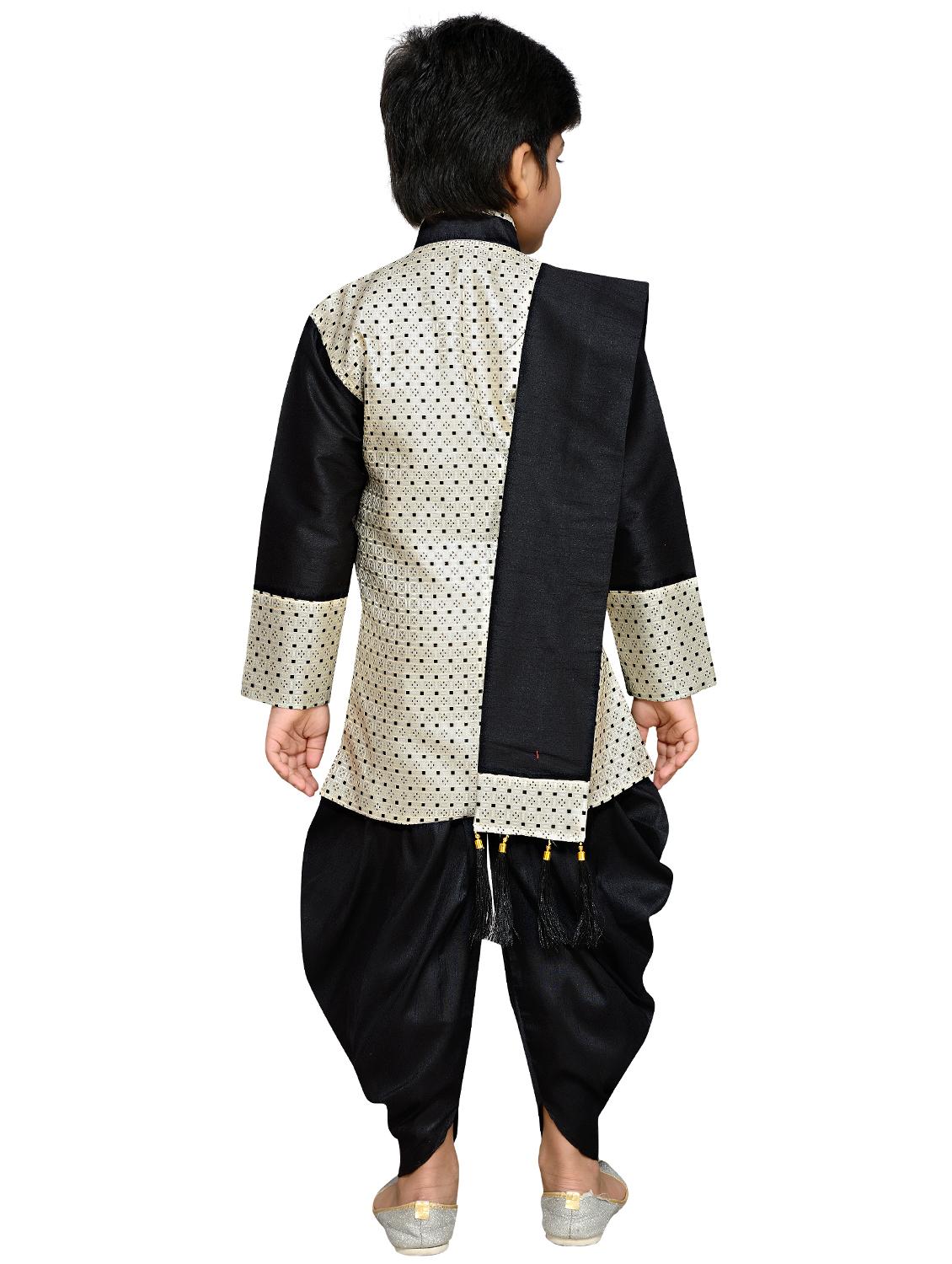 black polyester sherwani set - 16046214 - Zoom Image - 3