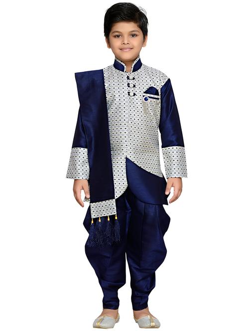 blue polyester dhoti kurta set - 16046215 - Standard Image - 1
