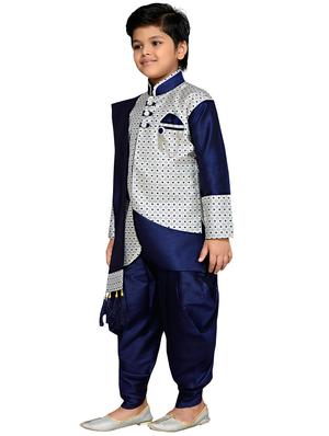 blue polyester dhoti kurta set - 16046215 - Standard Image - 2