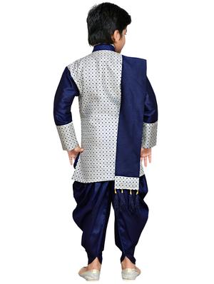 blue polyester dhoti kurta set - 16046215 - Standard Image - 3
