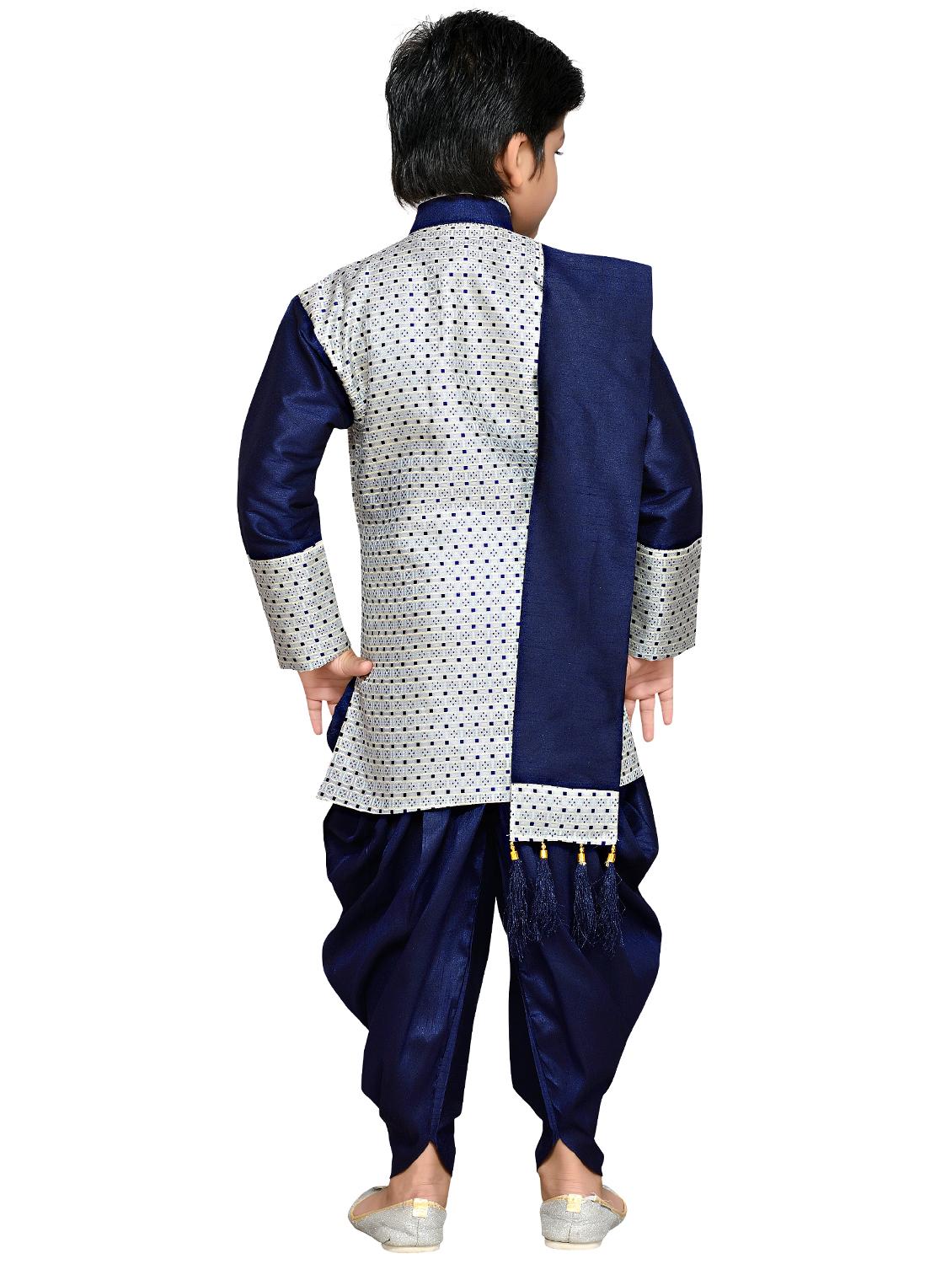 blue polyester dhoti kurta set - 16046215 - Zoom Image - 3