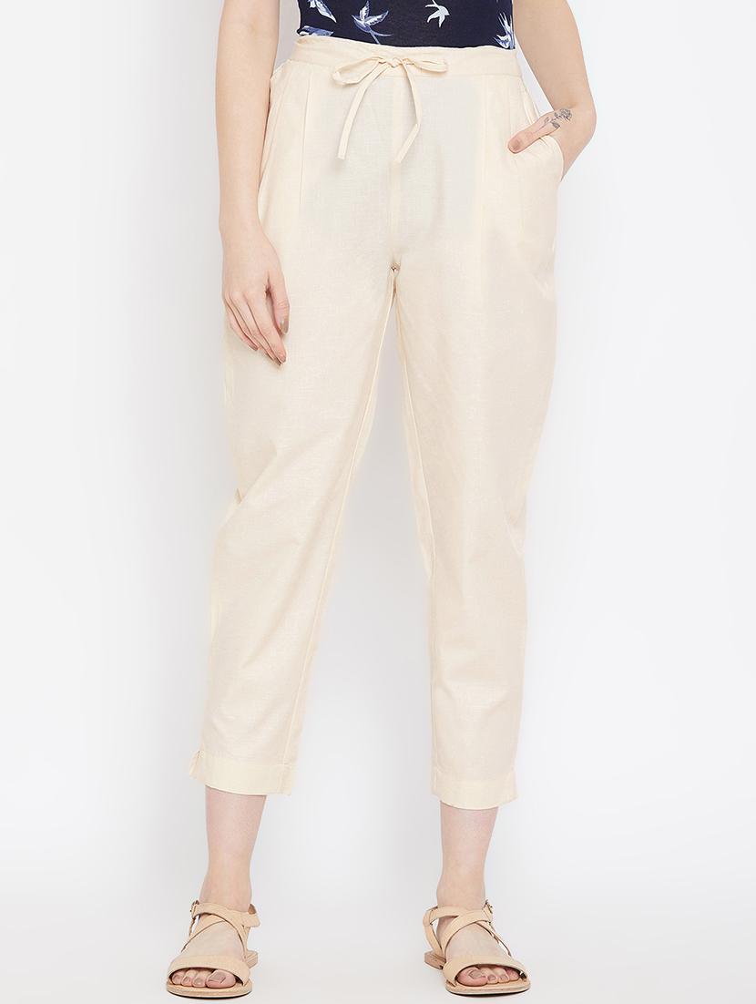 pleat detail drawstring cropped pant - 16047011 - Zoom Image - 1
