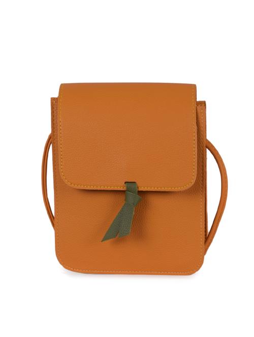 brown leatherette (pu) regular sling bag - 16047413 - Very Small Image - 1