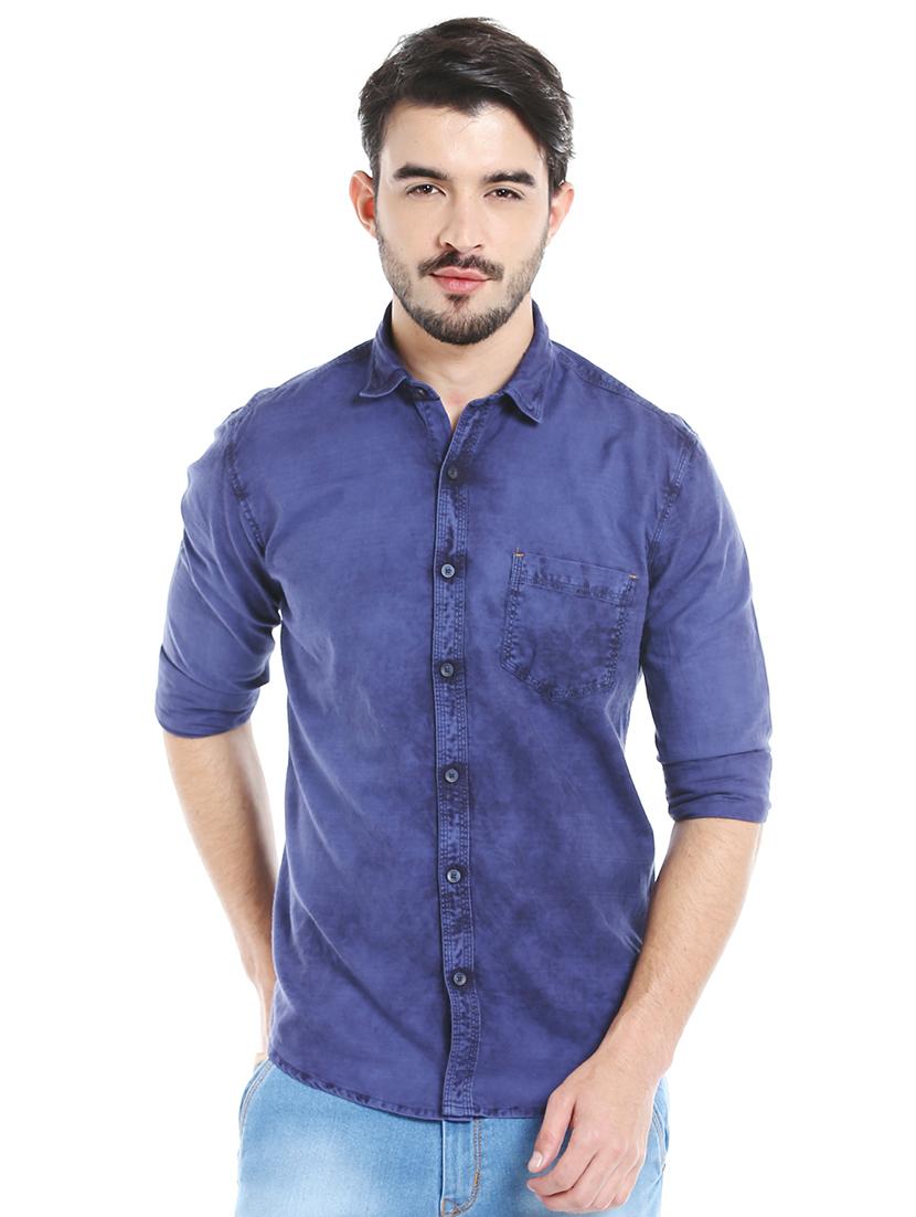 blue cotton casual shirt - 16047700 - Zoom Image - 1