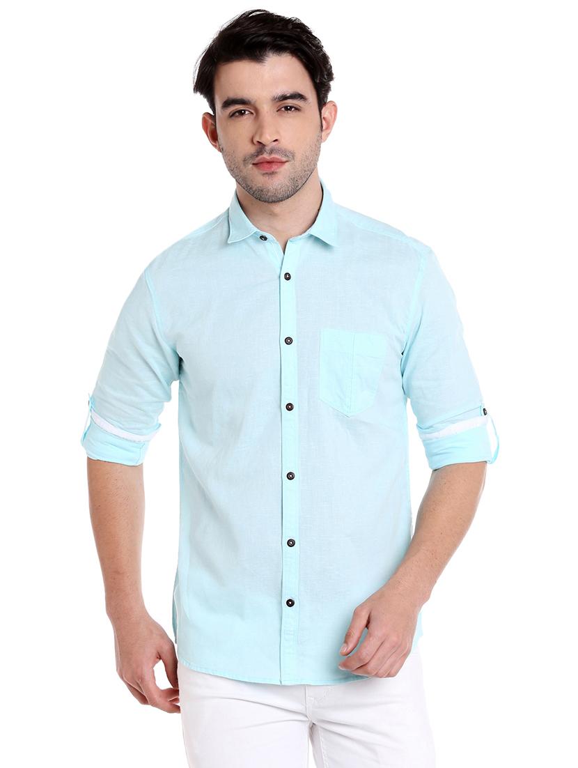 blue cotton casual shirt - 16047713 - Zoom Image - 1