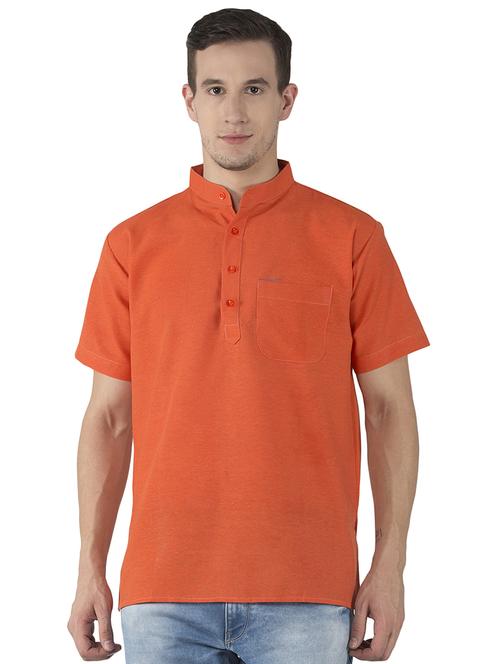 orange solid short kurta - 16047874 - Very Small Image - 1