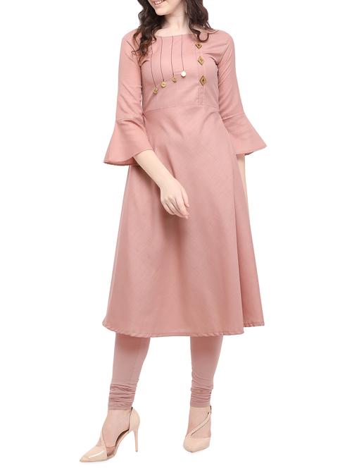 bell sleeved flared kurta - 16048125 - Standard Image - 1
