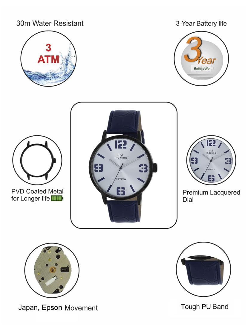 leatherette strap analog watch (54631lagb) - 16048722 - Zoom Image - 4