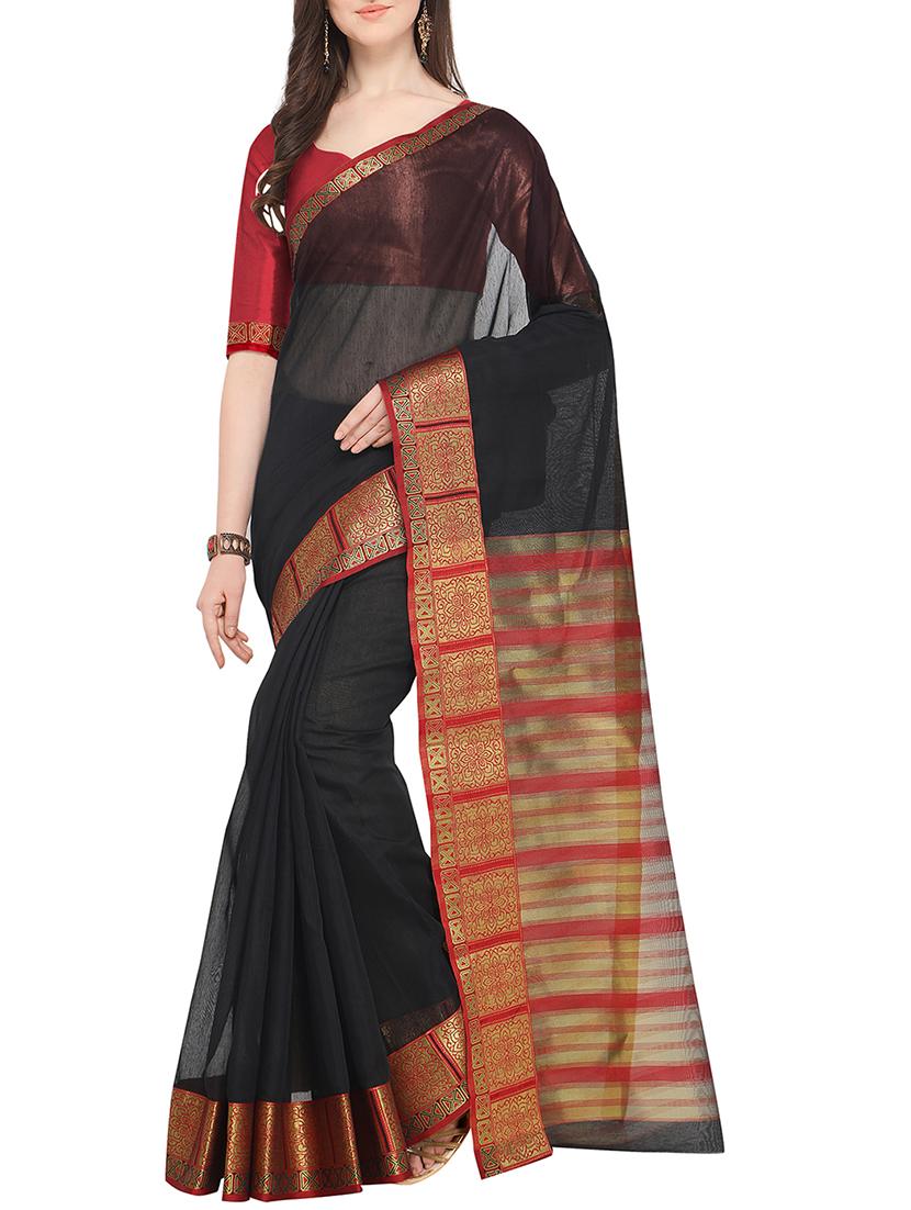 zari border black gadwal saree with blouse - 16049455 - Zoom Image - 1