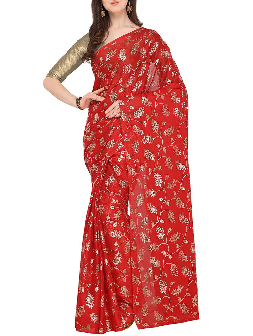 foil printed saree with blouse - 16049463 - Zoom Image - 1