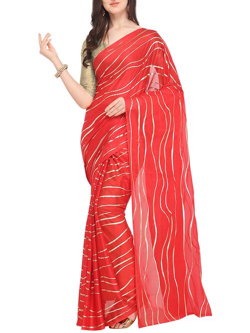 foil printed saree with blouse - 16049469 - Standard Image - 1