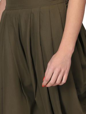 olive solid dhoti salwar - 16049749 - Standard Image - 5