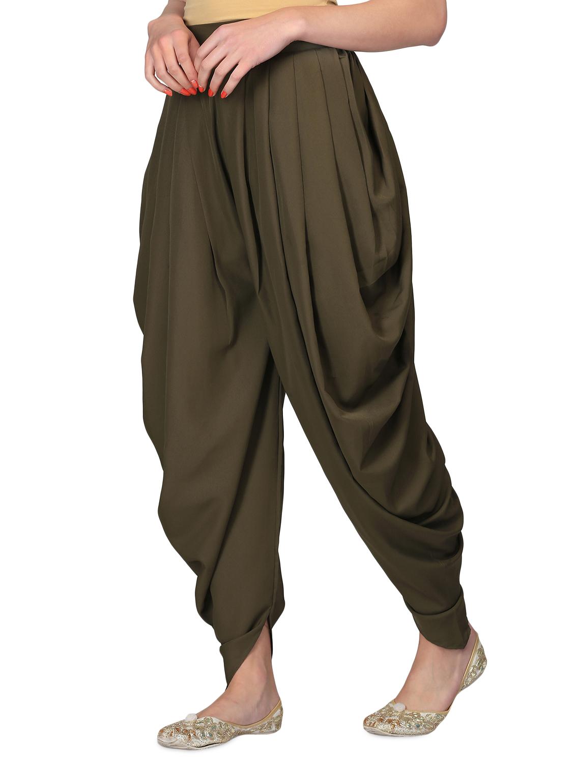 olive solid dhoti salwar - 16049749 - Zoom Image - 2