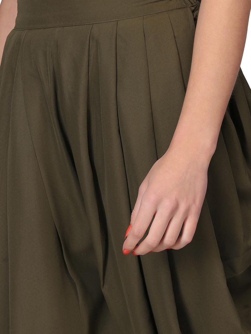 olive solid dhoti salwar - 16049749 - Zoom Image - 5