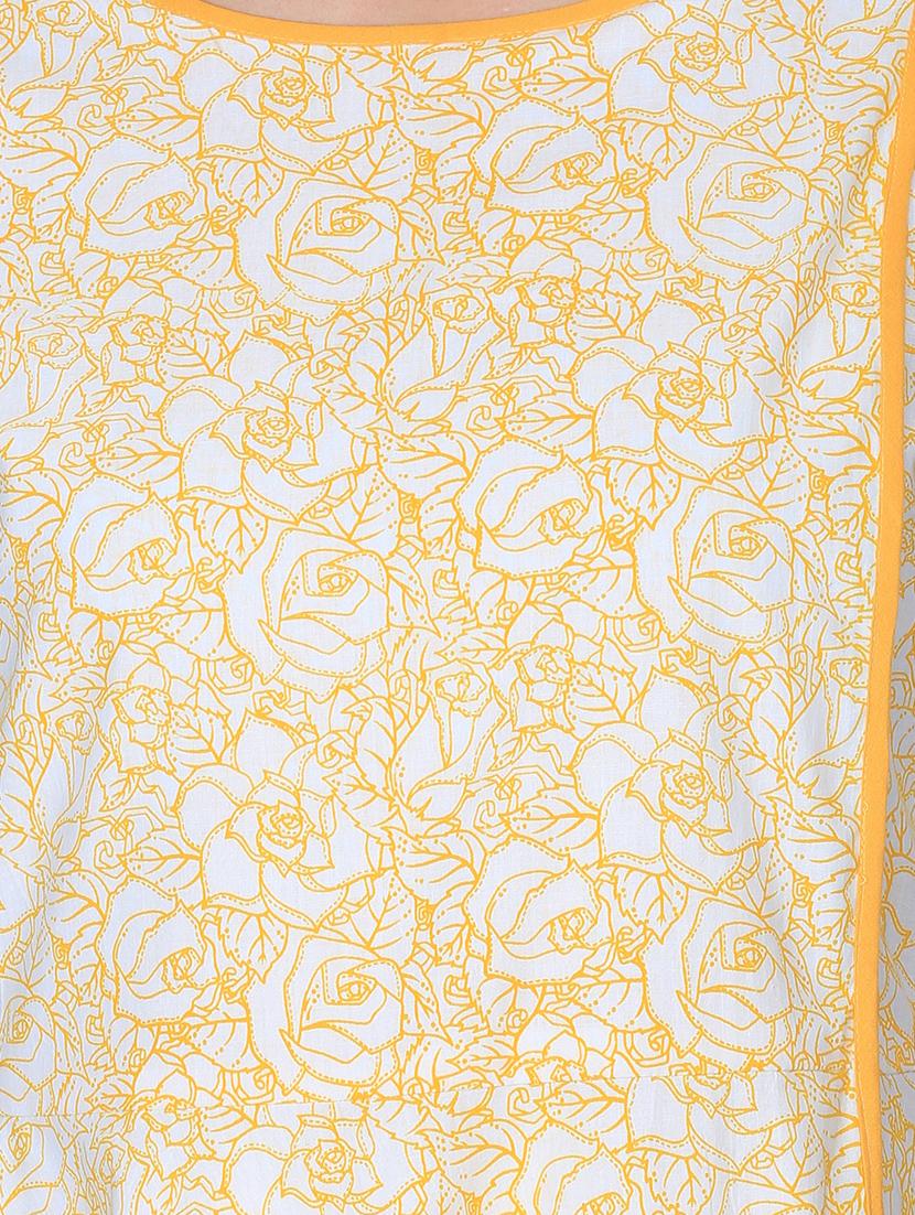 floral flared piping detail kurta - 16049772 - Zoom Image - 4
