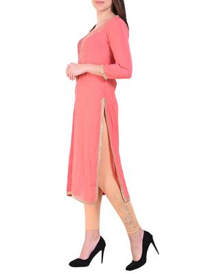 embellished color block straight kurta - 16050012 - Standard Image - 2