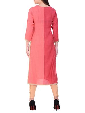 embellished color block straight kurta - 16050012 - Standard Image - 4