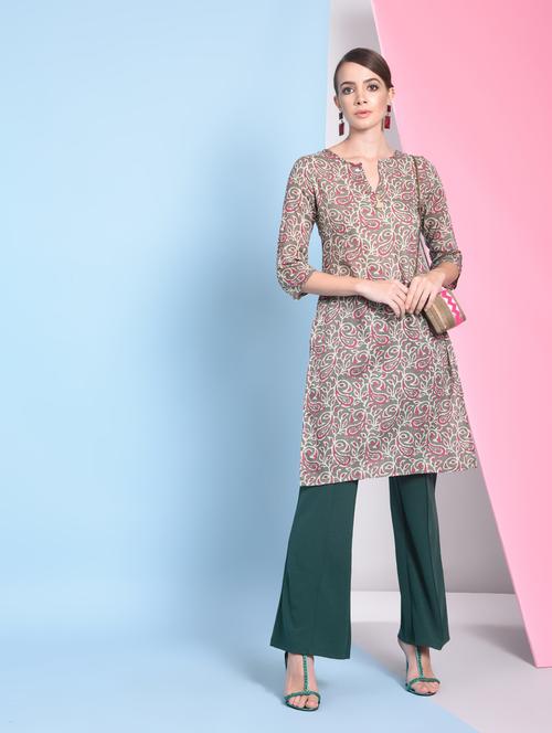 Paisley print straight kurta - 16050729 - Standard Image - 1