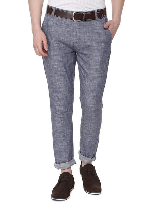blue cotton chinos casual trousers - 16050983 - Standard Image - 1