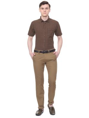 brown cotton chinos casual trousers - 16050994 - Standard Image - 3