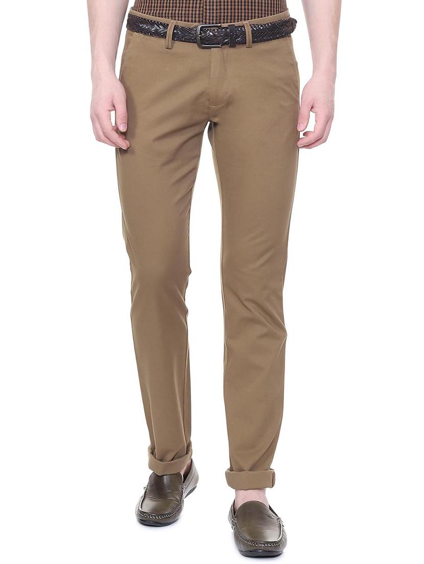 brown cotton chinos casual trousers - 16050994 - Zoom Image - 1