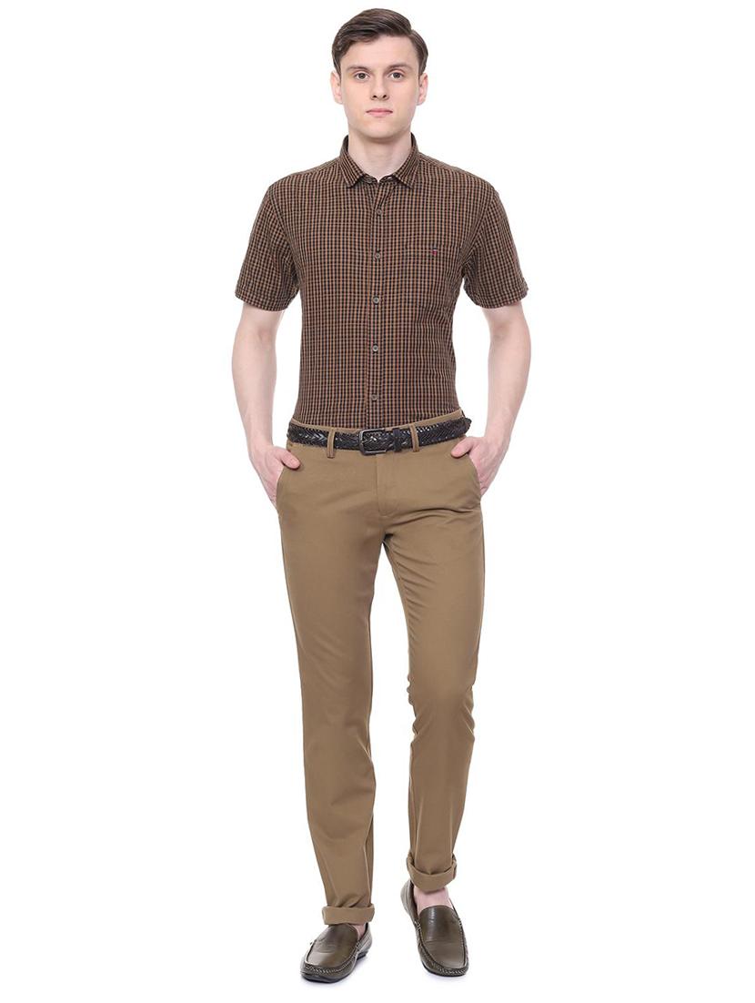 brown cotton chinos casual trousers - 16050994 - Zoom Image - 3
