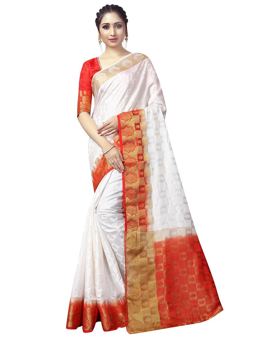 Zari bordered woven saree with blouse - 16051223 - Zoom Image - 1