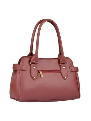 maroon leatherette (pu) handbag and wallet combo - 16052632 - Standard Image - 2