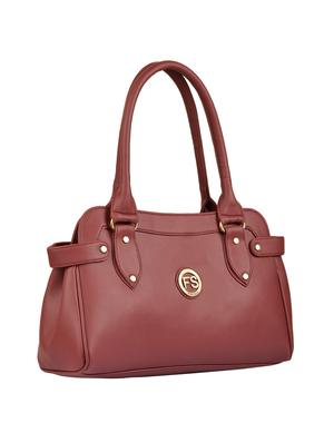 maroon leatherette (pu) handbag and wallet combo - 16052632 - Standard Image - 4