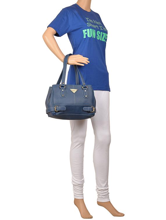 blue leatherette (pu) handbag and wallet combo - 16052648 - Zoom Image - 6