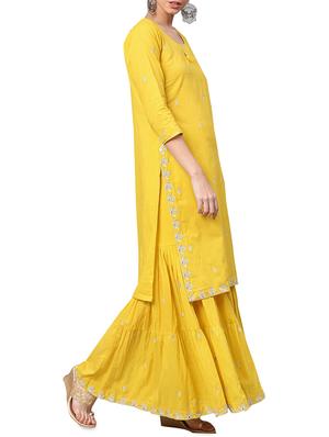 embroidered kurta with tiered sharara set - 16053460 - Standard Image - 2