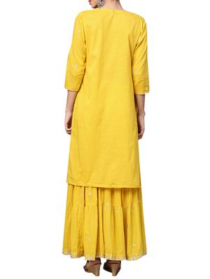 embroidered kurta with tiered sharara set - 16053460 - Standard Image - 3