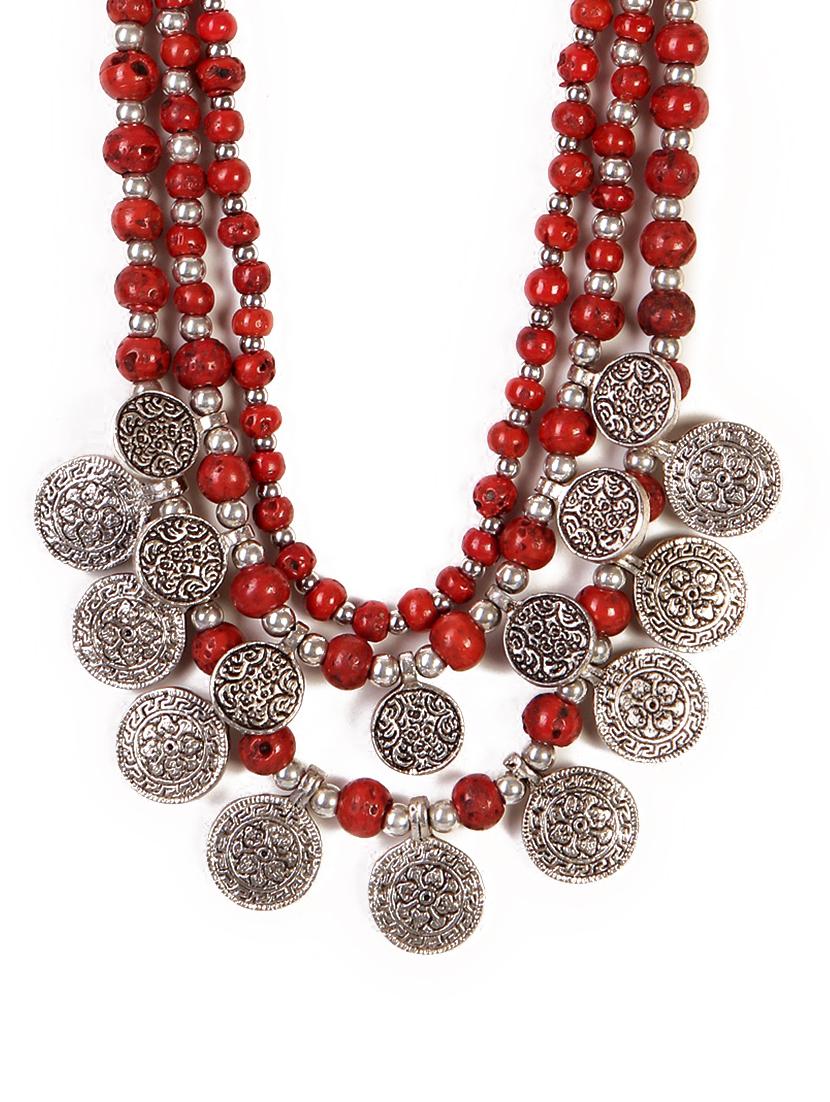 red metal necklace